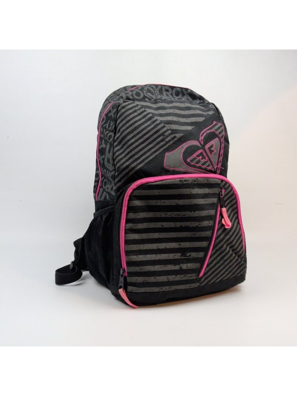 Y2K Roxy Backpack Surf / Skater Girl Heart Logo Black pink Grunge Goth 2000's